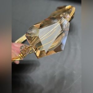 Gold tone wire wrapped stackable bangle bracelet